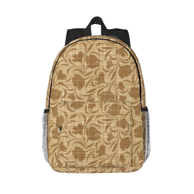 Easygdp Brown Flowers Mochila Ligera de 15 Pulgadas para Estudiantes, Mochila Cómoda para la Escuela y Viajes, Correas Ajustables