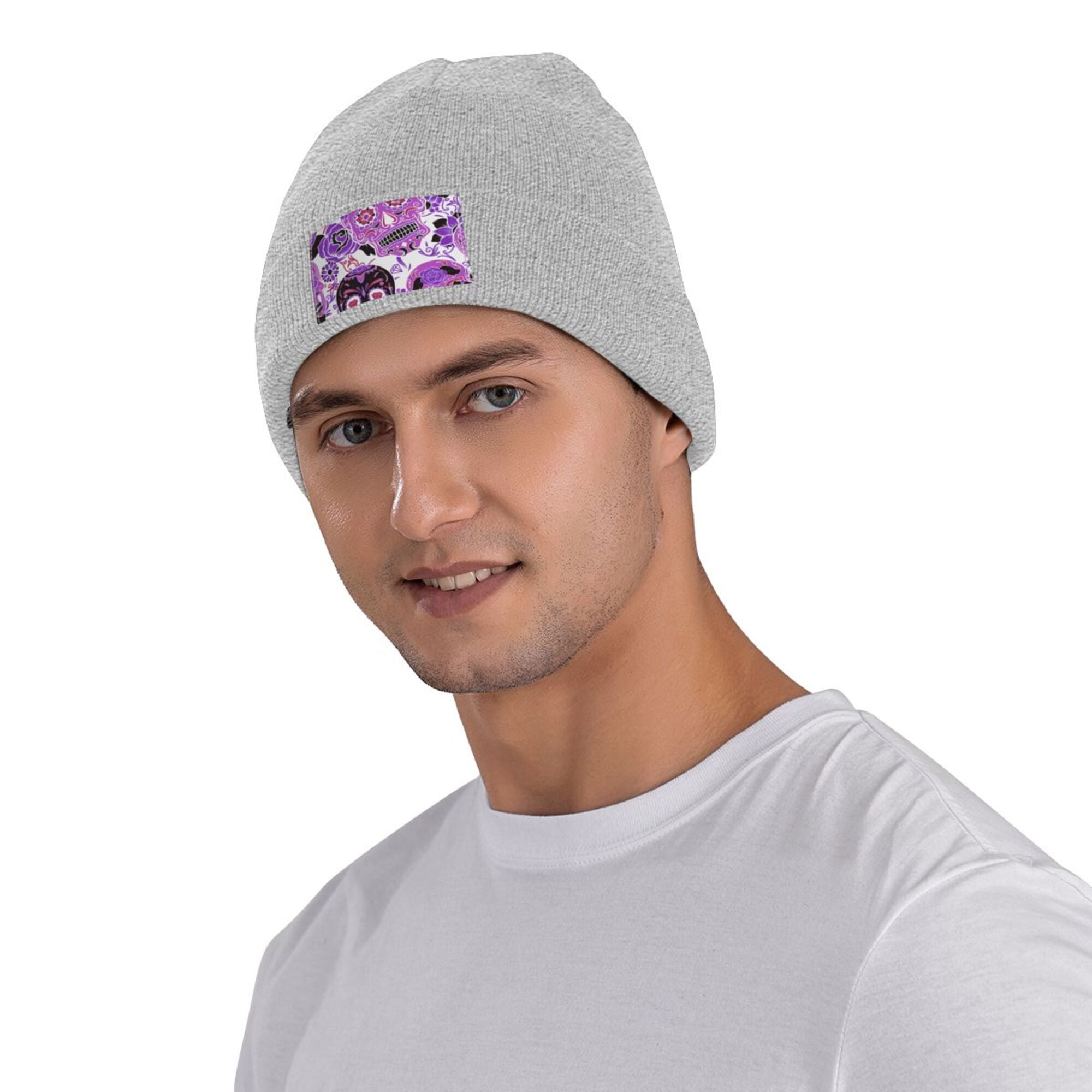 ZICANCN Gothic Purple Skeleton Skull Knit Beanie Hat, Winter Cap