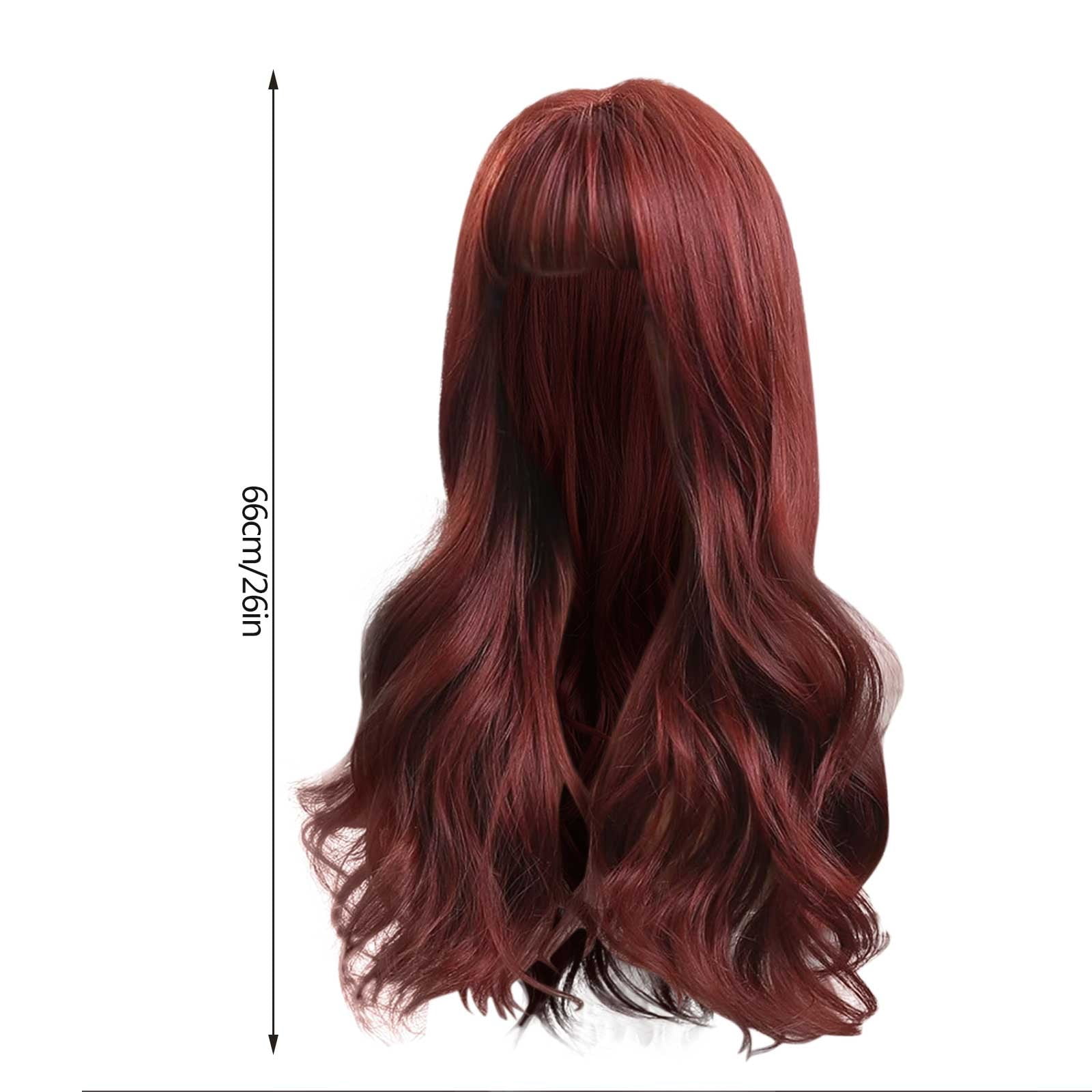 Long Red Lace Front Wig for Women, Middle Part Wavy Colored Wig with Highlight Cap, Heat Resistant Synthetic Wig(Red-1,One Size)