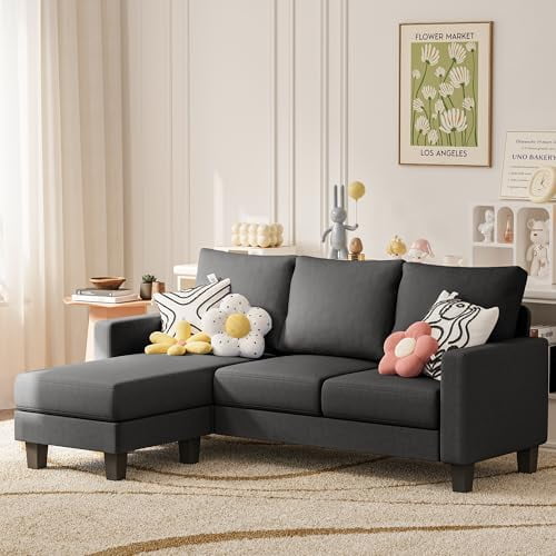 Homall Convertible Sectional Sofa Couch for Living Room, 3 Seats L-Shaped Couch with Reversible Chaise, Small Sofa for Apartment