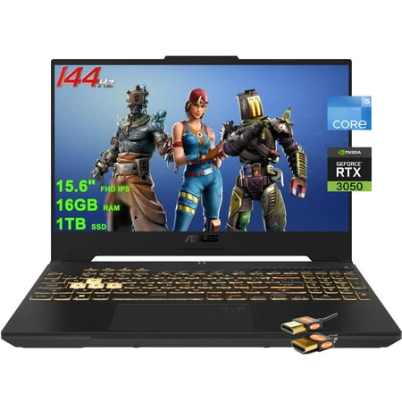 ASUS TUF F15 Gaming Laptop 15.6" FHD IPS 144Hz (MUX Switch + Optimus) Intel 12-core i5-12500H (Beats i7-11800H) 16GB RAM 1TB SSD GeForce RTX 3050 Backlit Thunderbolt4 USB-C Win11 w/ICP Accessory