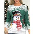 thumbnail image 1 of Sudadera informal para mujer, estilo navideño, estampado de muñeco de nieve, jersey cálido, atuendo diario, 1 of 2
