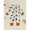 thumbnail image 4 of Spewahor Infant Baby Boy Fall Romper 0 3 6 12 Months Casual Western Cowboy Print Long Sleeve Jumpsuit, 4 of 9