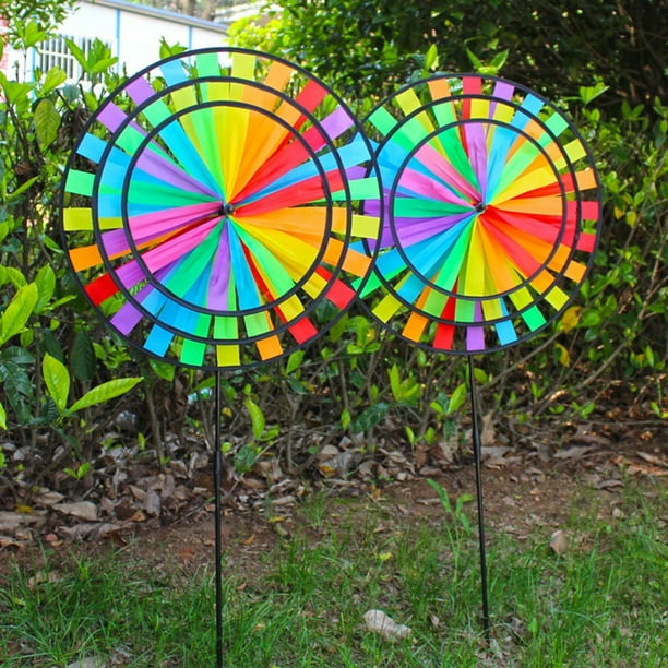 MINIFACTORY 2Pcs Large Colorful 3 Layer Nylon Wind Spinner Outdoor