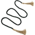 thumbnail image 5 of Creative Co-Op Paulownia Wood Bead Garland with Jute Tassels, Distressed Black, 5 of 7