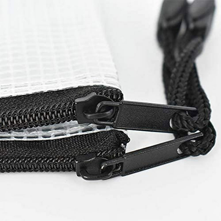 Gazdag)Plastic Mesh Zipper Pouch 9x13 in (Black, 12 Packs),Extra