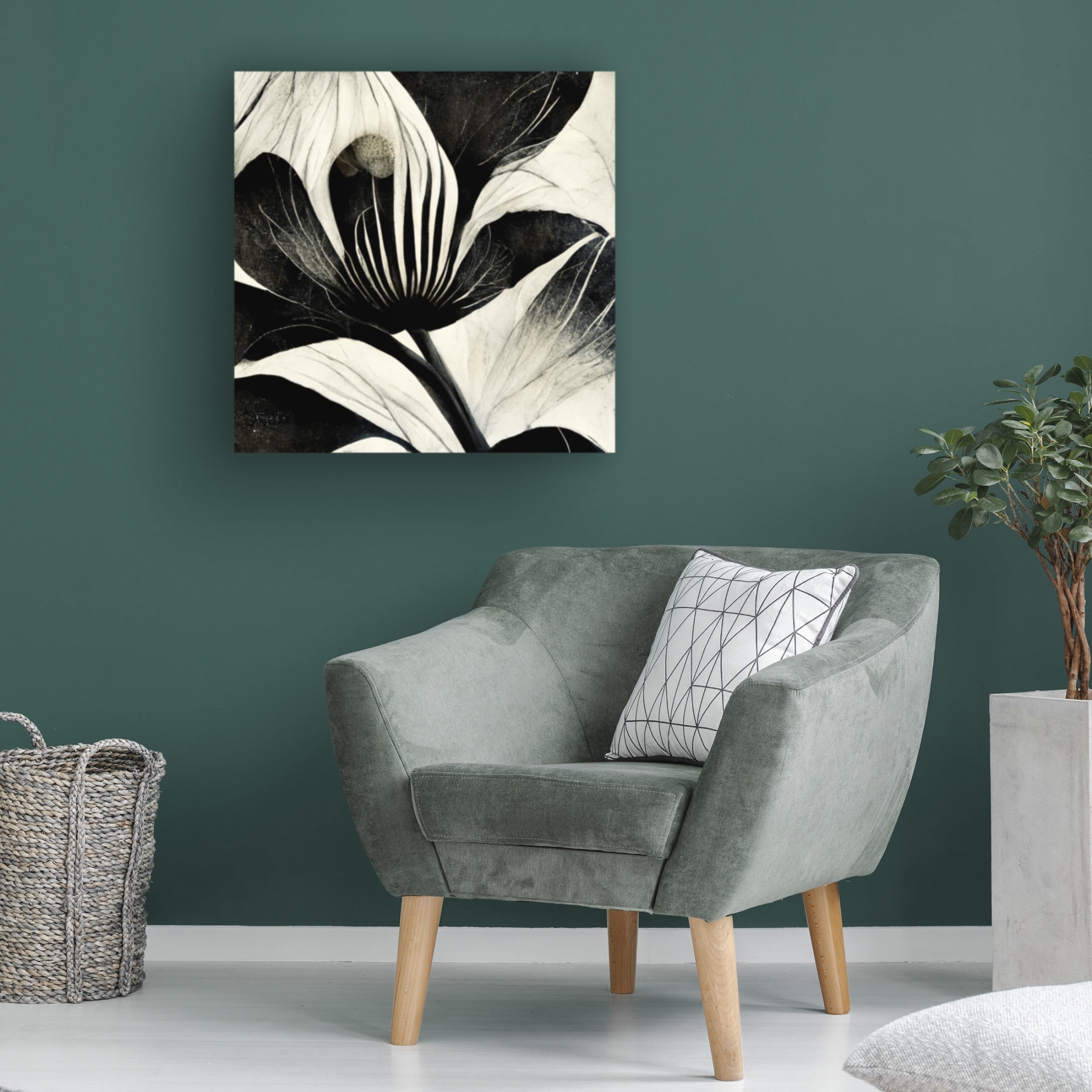 Canvas Wall Art - Ray Heere 'Flowers Black White 6' Wall Art for Living Room, Bedroom, or Office Décor by Trademark Fine Art - 24 x 24 Inches