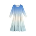 thumbnail image 5 of XADYUY Girls Maxi Dresses 10-12 Casual A-Line Long Sleeve Girls Long Dresses Gradient Crew Neck Sundresses Holiday Tiered Dresses with Pockets,Light Blue, 5 of 5