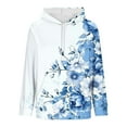 thumbnail image 6 of Trendy Hoodies Women Hearts Striped Print Sweatshirt with Pocket Loose Long Sleeve Drawstring Cute Pullover Tops (XL, Sky Blue|Floral), 6 of 6