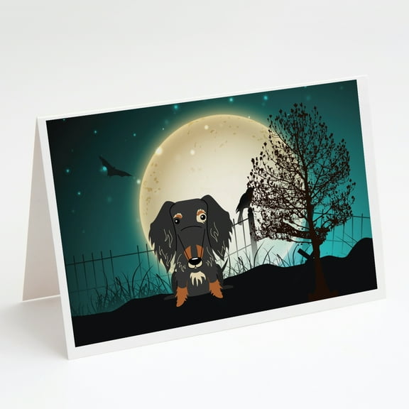 Halloween Scary Wire Haired Dachshund Dapple Greeting Cards and Envelopes Pack of 8