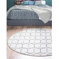 thumbnail image 4 of Unique Loom Matrix Trellis Collection Area Rug - Tile (7' Round White/Gray), 4 of 12