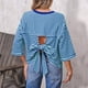 thumbnail image 5 of Tops Y Blusas de Manga 3/4 de Mujer Tops de Verano de Manga 3/4 de Mujer Moda Casual Raya Cuello Redondo 3/4 de Manga Blusas Camisas Top, 5 of 5