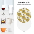 thumbnail image 6 of Honeii Cartoon Honey Pot Bee Sunflower print Leather Coaster Set of 4, ideal for safeguarding your furniture from drinks spills and effortless cleanup-Round Shape, 6 of 6