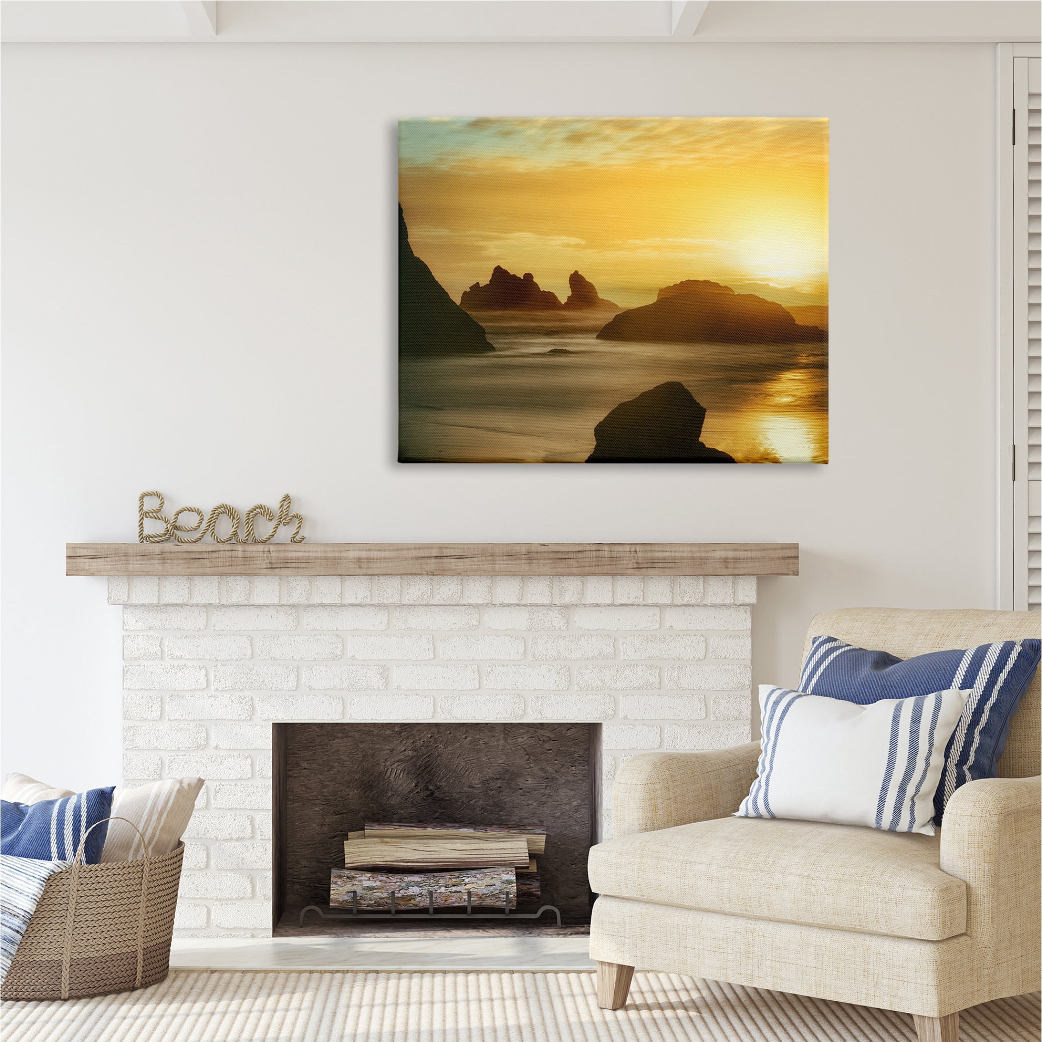 Stupell Industries Sea Stacks at Sunset Nature Photography Gallery Wrapped Canvas Print Wall Art, 48 x 36