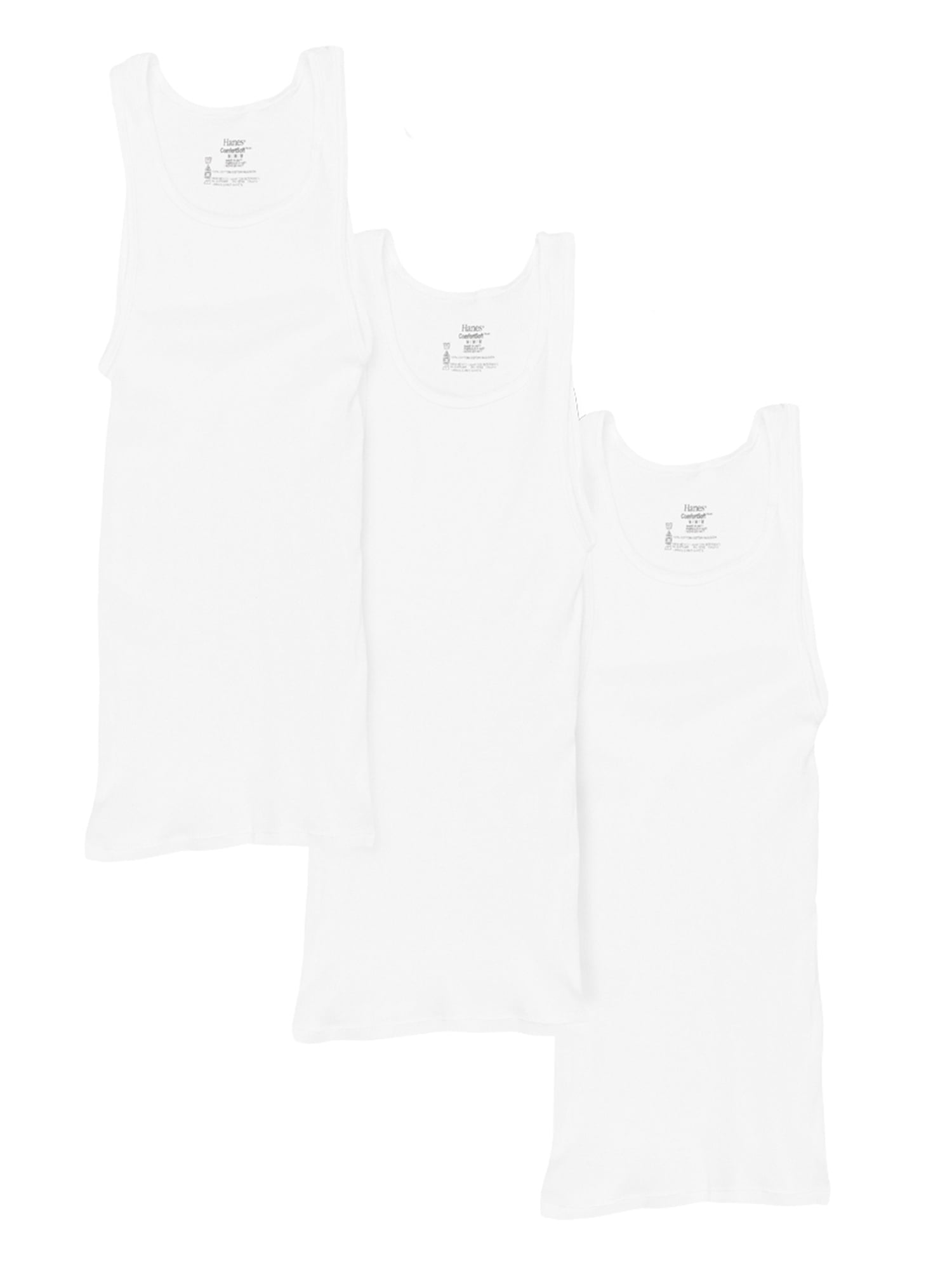 Hanes Men's White Tank Undershirts, 3 Pack