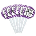 thumbnail image 1 of Happy Birthday To Me Stripes Purple Funny Cupcake Picks Toppers - Set of 6, 1 of 1