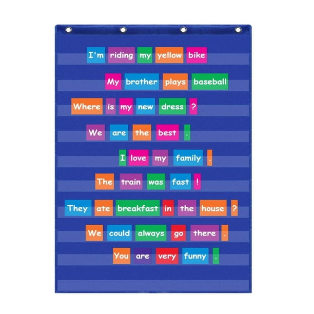 Gráfico estándar para colgar, materiales de aprendizaje de material didáctico para tarjetas de letras del alfabeto, tiras de frases de Azul Hugo Gráfico de bolsillo