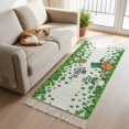 thumbnail image 2 of Area Rug with Tassels 2' x 5', Happy St. Patrick's Day Clovers Gnome with Hat Kitchen Runner Rug for Hallway Bedroom Throw Rugs, Green Plants on White Soft Door Mat for Bathroom Entrance Living Room, 2 of 9
