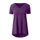 thumbnail image 4 of ICHUANYI Clearance Women's Summer Solid V Neck Loose Short Sleeve Tops T-shirt Blouse(Purple, M) ICHUANYI WER2023080708996, 4 of 5