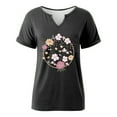 thumbnail image 4 of HOWPAY Graphic T Shirts for Women Boho Floral Short Sleeve V Neck Cute T Shirts Vintage Loose Fit Casual Oversized Tees Comfy Soft Y2K Clothes Dark Gray S, 4 of 4