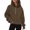 Coffee, variant on Sweatshirt for Women Hoodies Winter Soft Zip Neck Long Sleeve Cap One Shoulder Zipper Solid Color Pullover Waffle Knit Sweatshirts Sweatshirt(Grey,XXL)