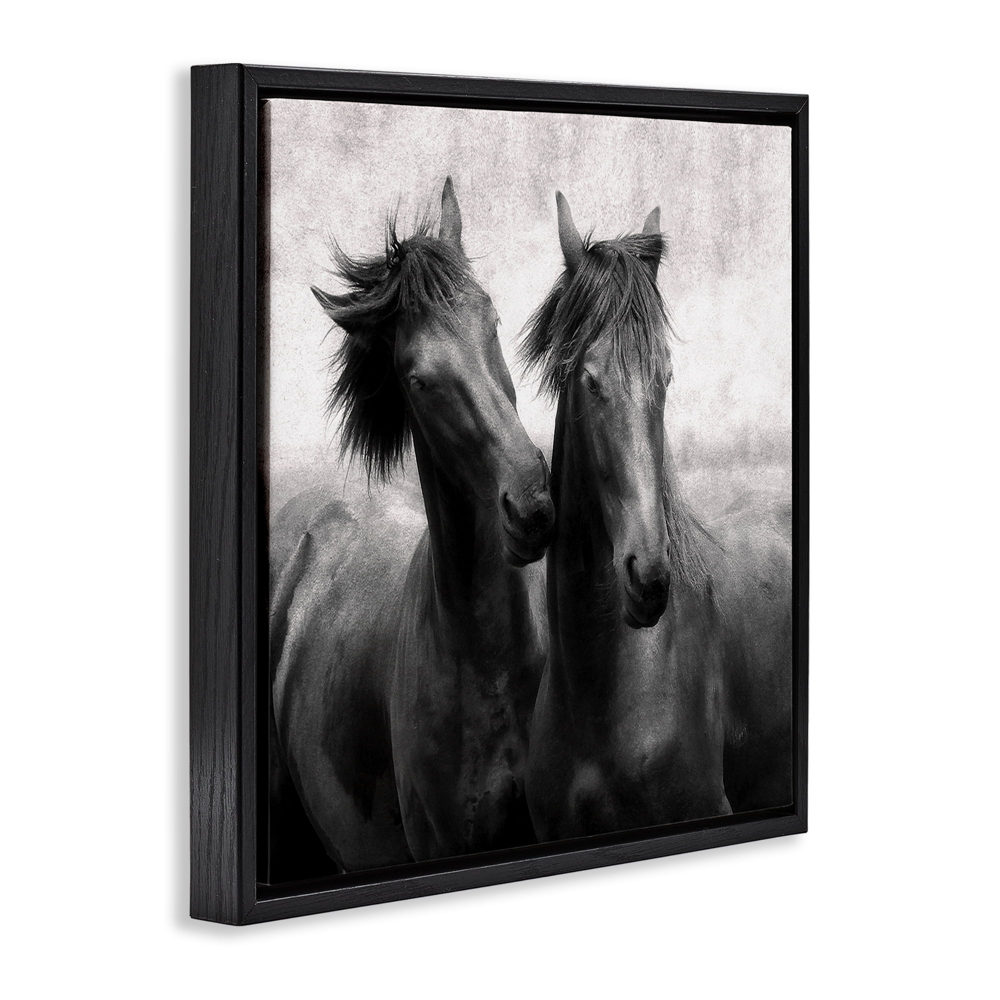 Stupell Industries Short Haired Horse Pair Black Framed Floater Canvas Wall Art, design by Lars Van de Goor