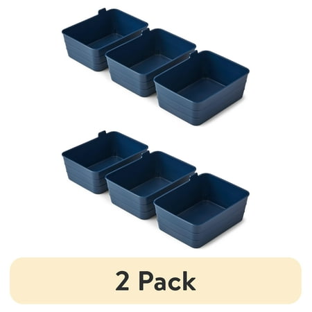 (2 pack) Mainstays Flexible Drawer Storage Organizers, Set of 3, 7 in x 5.2 in x 2.9 in, Blue