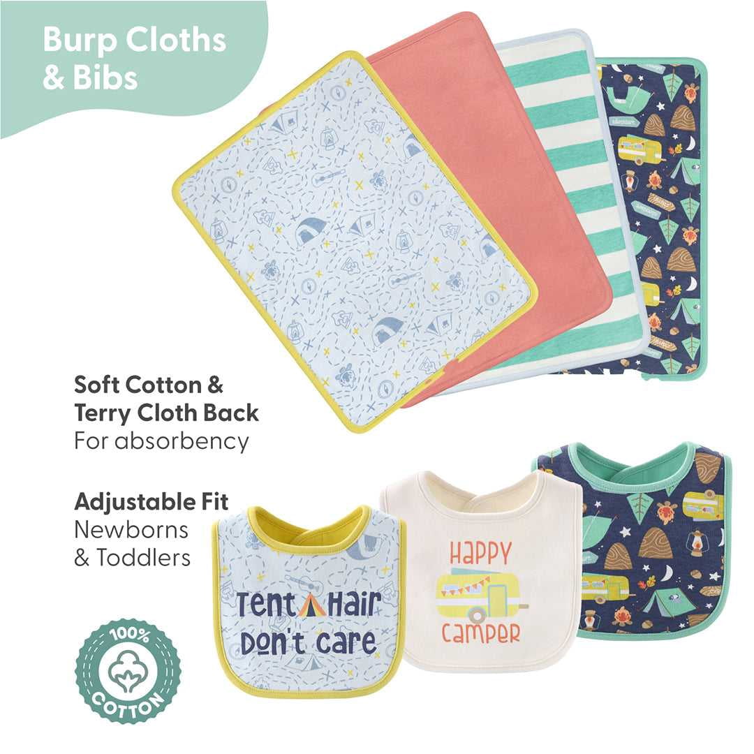 The Peanutshell Newborn Baby Layette Gift Set for Baby Boys, Happy Camper, 30 Essential Pieces, 0-3 Months