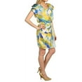 thumbnail image 4 of Vince Camuto V-Neck Drape Short Sleeve Watercolor Dress, Yellow Tie Dye (4), 4 of 5
