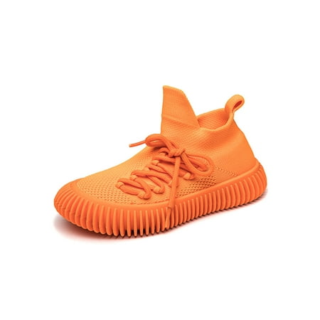 

Fangasis Kids Sock Shoes Breathable Sneakers High Top Athletic Shoe Girls Trainers School Sports Lace Up Fashion Sneaker Orange 13C