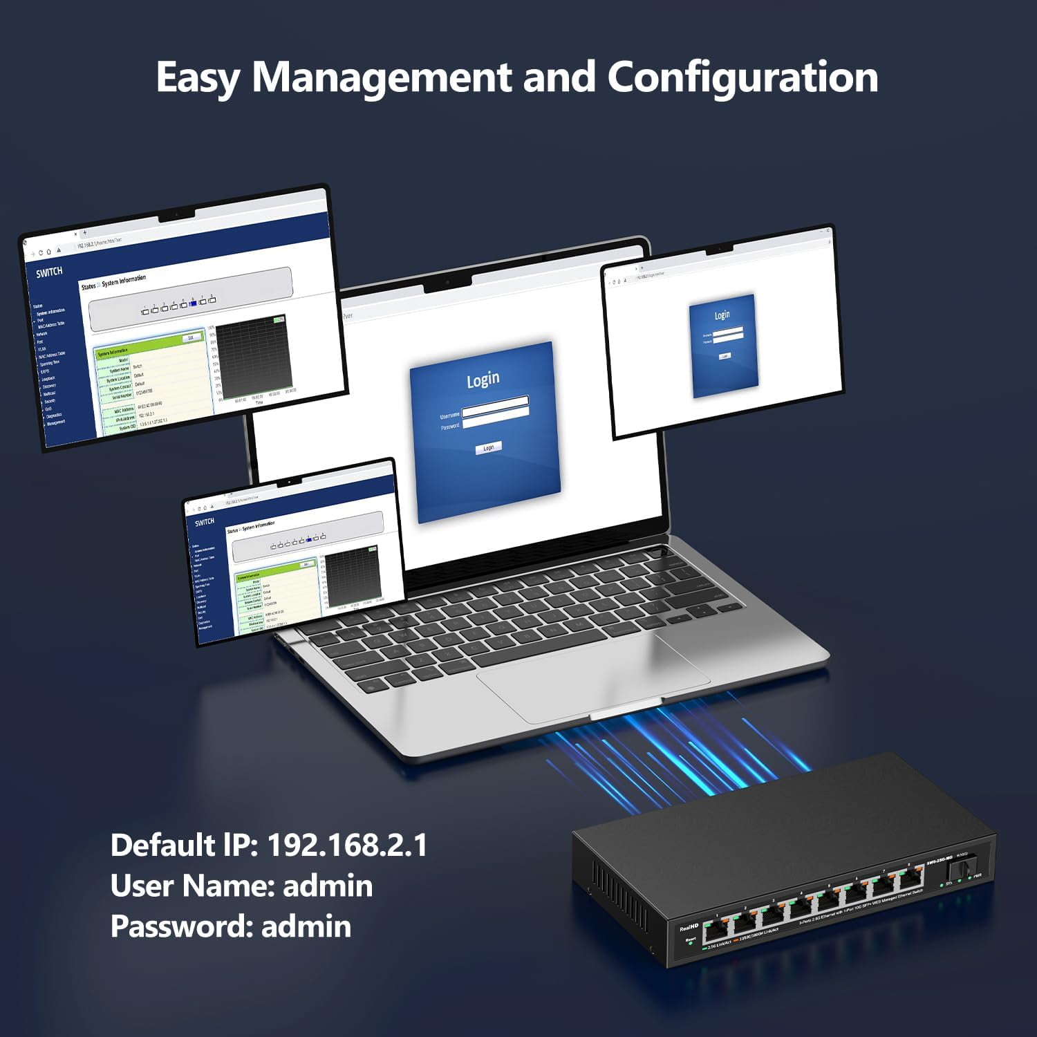 8 Port 2.5Gb Web Managed Ethernet Network Switch with 8 x 2.5 Gigabit | 1 x 10G SFP+ | Work with 10-100-1000Mbps Devices | 60G Bandwidth | Fanless Quiet Metal Internet Switch | NOT Support VPN