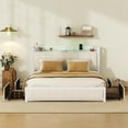 thumbnail image 2 of Pouseayar Bed Frame with 4 Storage Drawers, LED Headboard with  USB Ports, Queen Size, 2 of 13