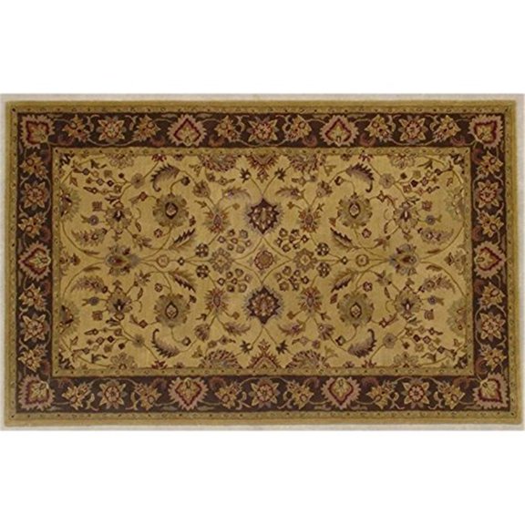 Traditional Rug - Heritage Wool Pile -Gold/Brown-Color:Gold/Brown,Design:Traditional,Shape:Medium Rectangle,Size:8'L x 5'W