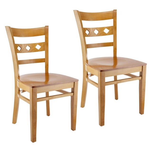 Chaise d'Appoint en Cerisier avec Assise en Bois (Lot de 2)