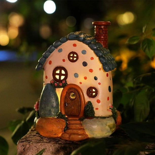 Lámpara solar para decoración de jardín, casa pequeña, balcón, paisajismo, lámpara de noche para el hogar, decoración de resina.