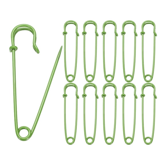 Uxcell 20pcs Safety Pins 3 Inch (75mm) Baked Paint Steel Large Safety Pin Heavy Duty Sewing Safety Pins Bulk for Clothes Sewing Arts DIY Crafts, Green