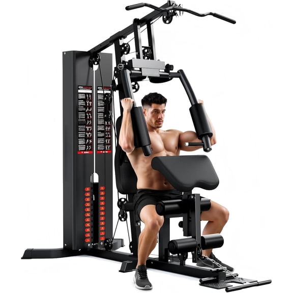 Home Gym Station, Workout Station with 140LBS Weight Stack, Home Gym Equipment for All Body Training