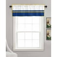 thumbnail image 3 of Faux Linen Valances for Windows Modern Art Luxury Navy Blue Yellow Stripe White Curtains Valance Light Filtering Rod Pocket Small Window Treatment for Kitchen Living Room Bedroom 60x18In, 3 of 6