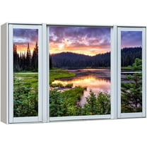 wall26 Canvas Print Wall Art Window View Colorado Sunset Mountain Range Forest Wilderness Nature Photography Realism Scenic Landscape Colorful Multicolor for Living Room, Bedroom, Office - 16"x2