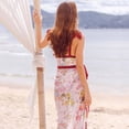 thumbnail image 4 of Maillot de Bain une Pièce pour Femmes avec Jupe Robe de Plage Rétro Surf Été - Rouge, 4 of 7