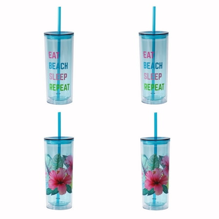 Mainstays 4-Pack 21oz Double Wall Plastic Tumbler,