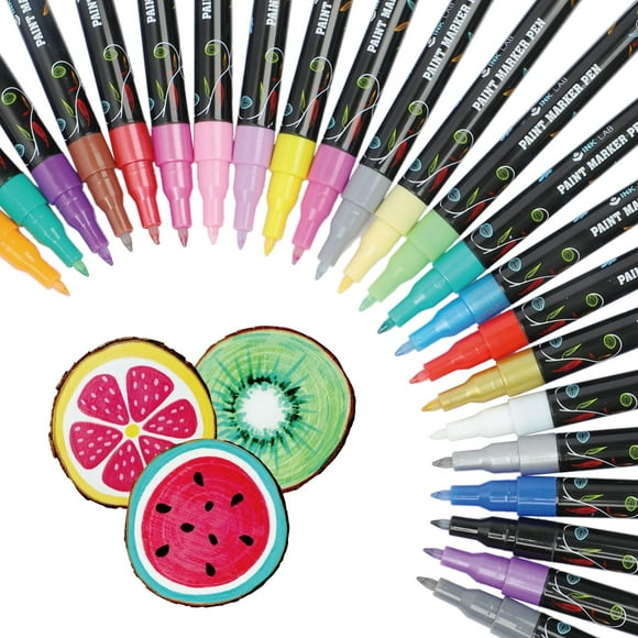VibrantArt Extra Fine Point Acrylic Paint Pens - 24 Colors for Rock, Fabric, Wood, Glass, Ceramic - Water Based Markers