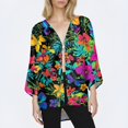 thumbnail image 5 of WTOBBY Women's Printed Lightweight Mid-Length Cardigan Jacket, Casual Fashion Cover-Up with Hawaiian AI Design, Long Sleeve Open Front Coat for Beach or Summer,Cyan 5XL, 5 of 5