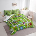 thumbnail image 3 of Homewish Colorful Cars 7-Piece Twin Bedding Sets,City Road Bedding Comforter Set,Green Gray Sheet Sets For Boys Kids,Ultra Soft Home Decor Reversible, 3 of 8