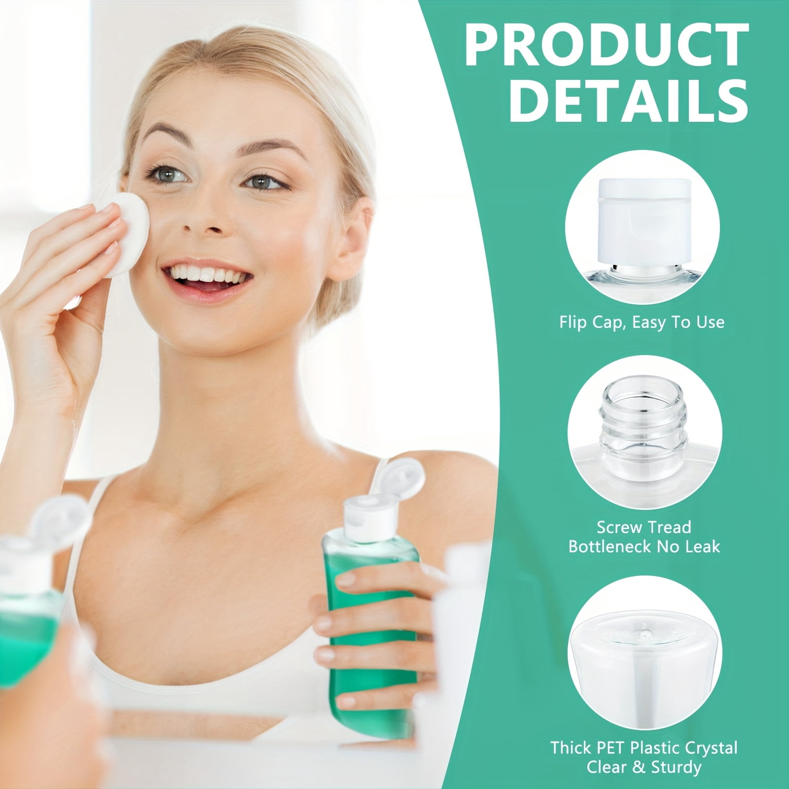36 Pcs Travel Size Bottles 3.4 Oz, Leak Resistant Flip Top Plastic Containers for Shampoo Lotion Shower Gel, Refillable Portable Toiletry Bottles for Travel Essentials and Daily Use