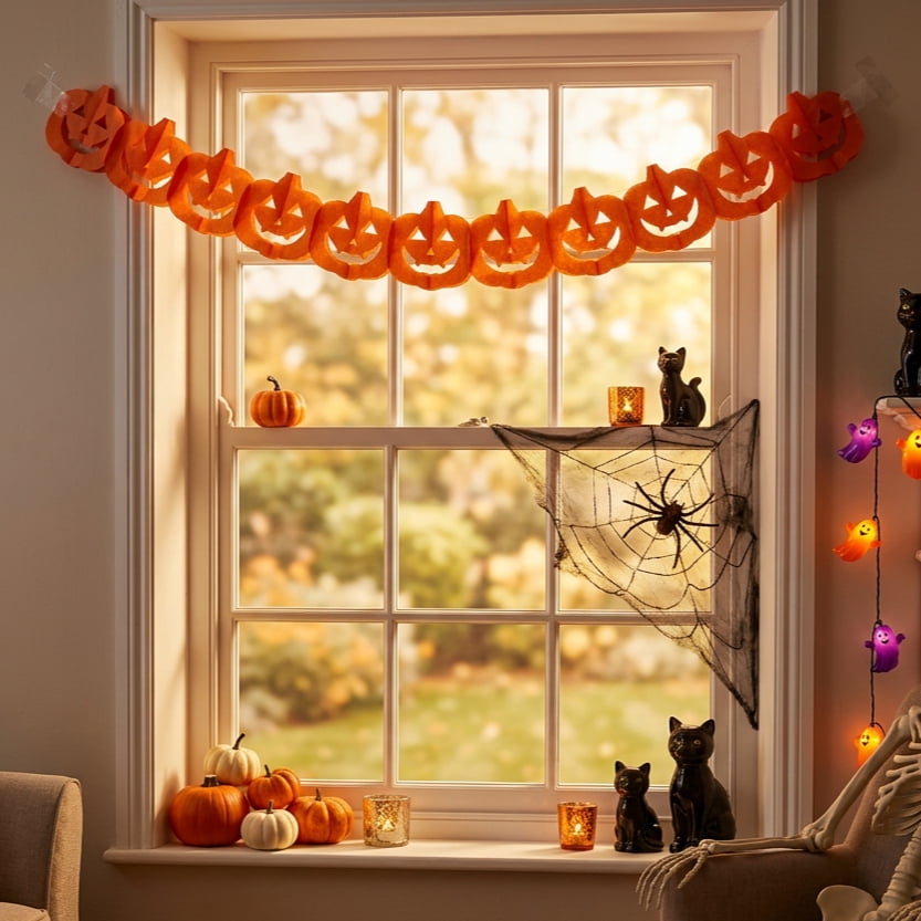Pumpkin Tissue Garland, Orange, 8', Halloween by Way To Celebrate