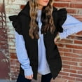 thumbnail image 2 of UYISJ Women's Puffer Vests Ruffle Sleeve Winter Button Down Waistcoats Mockneck Padded Gilet Sleeve Tops with Pockets L, 2 of 6
