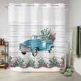 thumbnail image 6 of No Hook Shower Curtain, Summer Tropical Plants Shower Curtains for Bathroom with See Through Top Window, Farmhouse Truck Cactus Wooden Waterproof & Washable Bath Curtain Long 72"x78", 6 of 9