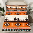 thumbnail image 2 of Manfei Western Cowboy Full Size Sheets, Orange Aztec Bed Sheets, Tribal Style Lodge Cabin Sheet Sets, Ultra Soft Home Decor 4 Pieces, 2 of 7