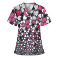 thumbnail image 1 of Puntoco Blusa de uniforme de trabajo con cuello en V y manga corta para el día de San Valentín para mujer Puntoco Puntoco-2289, 1 of 5